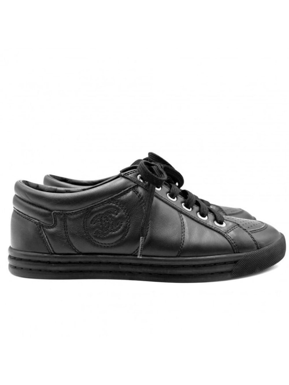 Chanel Shoes Coco Mark Sneakers Low Cut Logo Size 35 - Picture 2 of 9